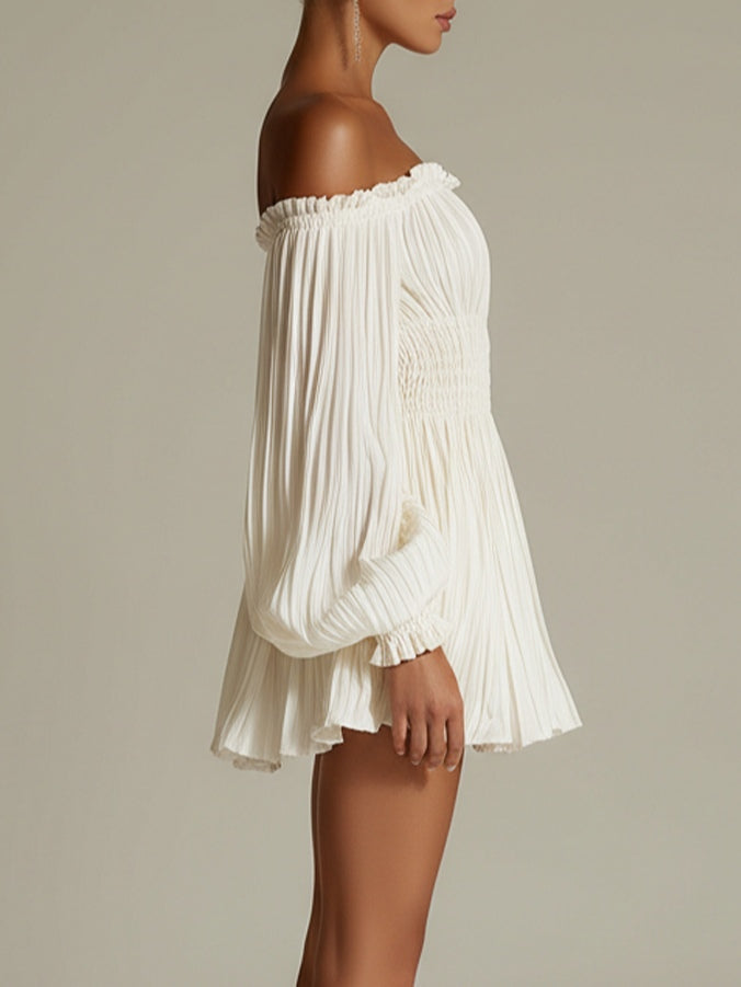 Paloma | Minivestido Blanco de Hombros Descubiertos