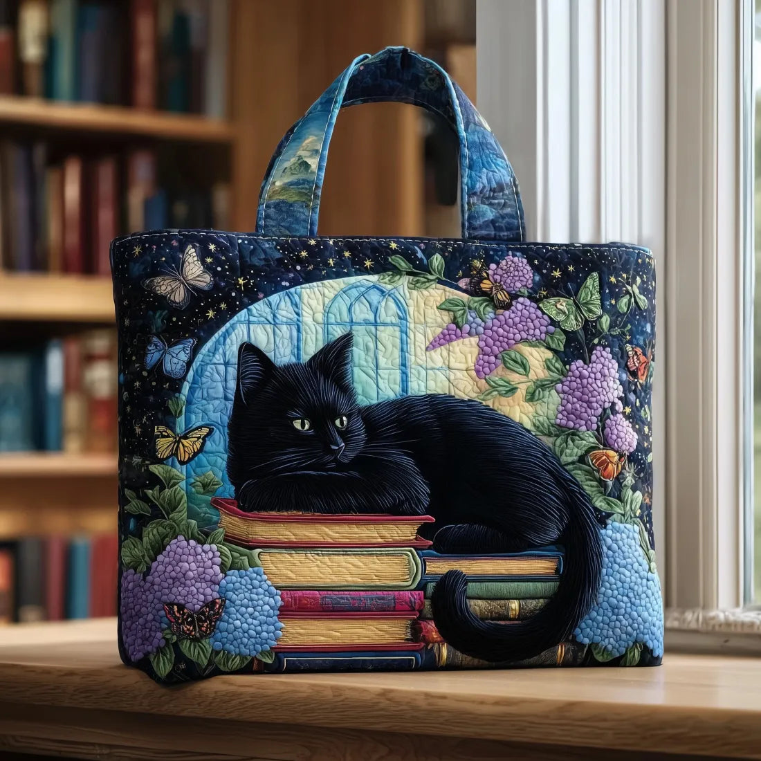 Claudia | Bolso Artesanal Gato Negro y Libro
