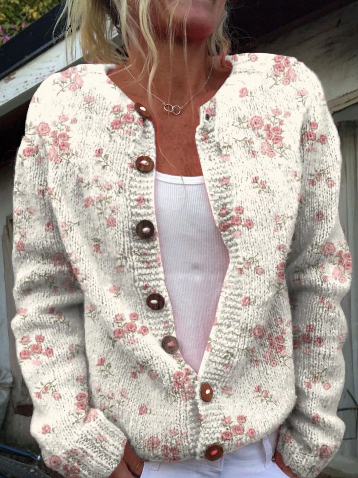 Ana Emilia | Chaqueta de Punto Floral Vintage