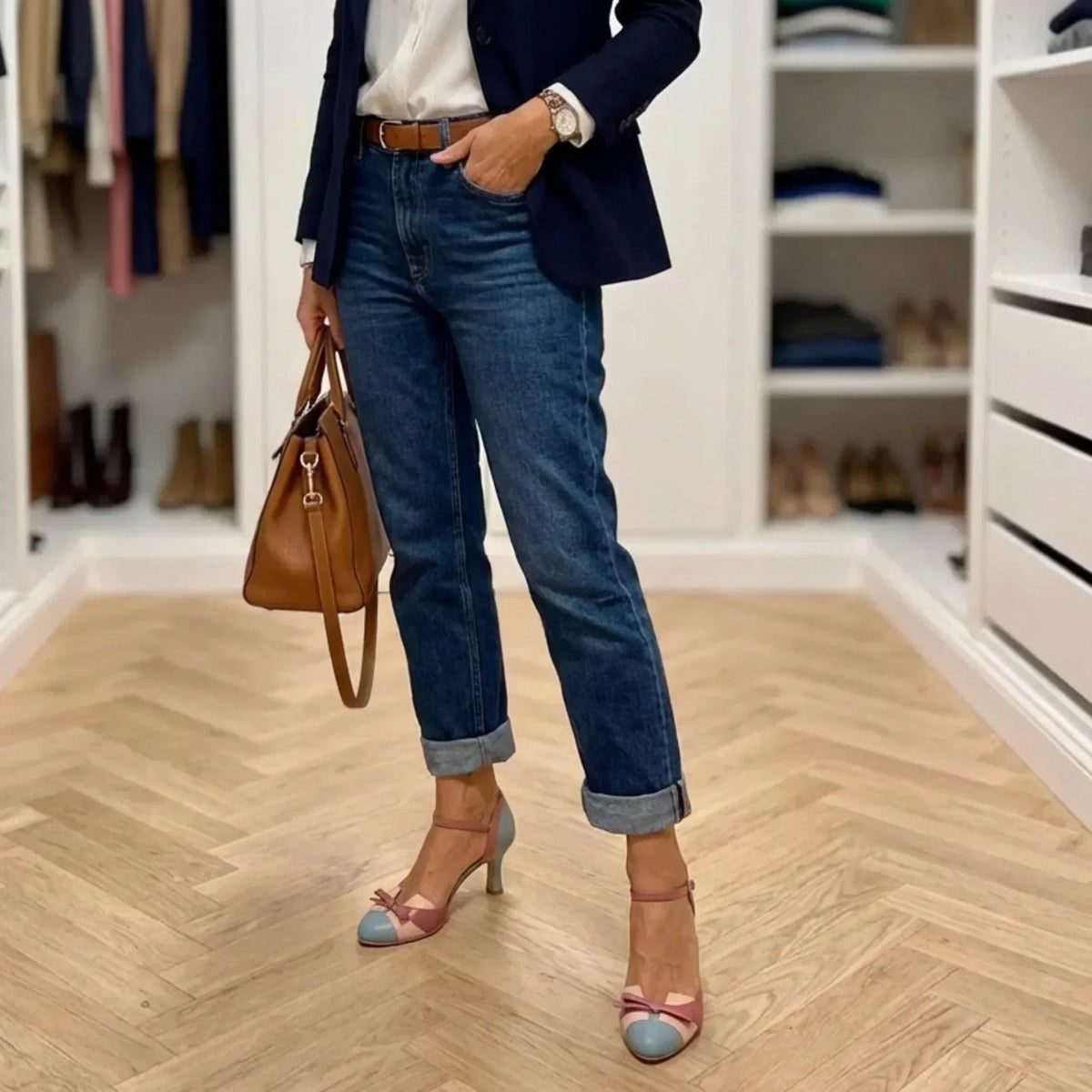Amparo | Salones Vintage Bicolor con Lazo
