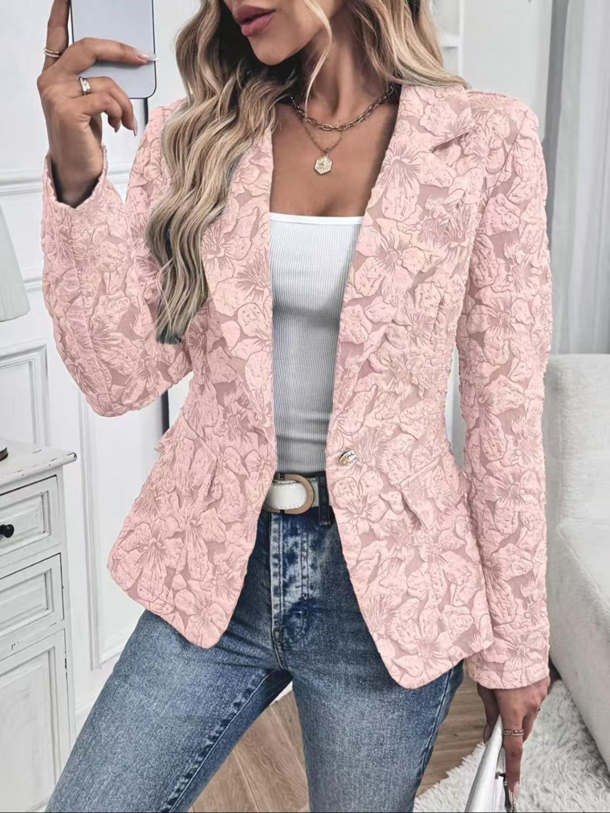 Isaura | Blazer Entallado de Jacquard Paisley