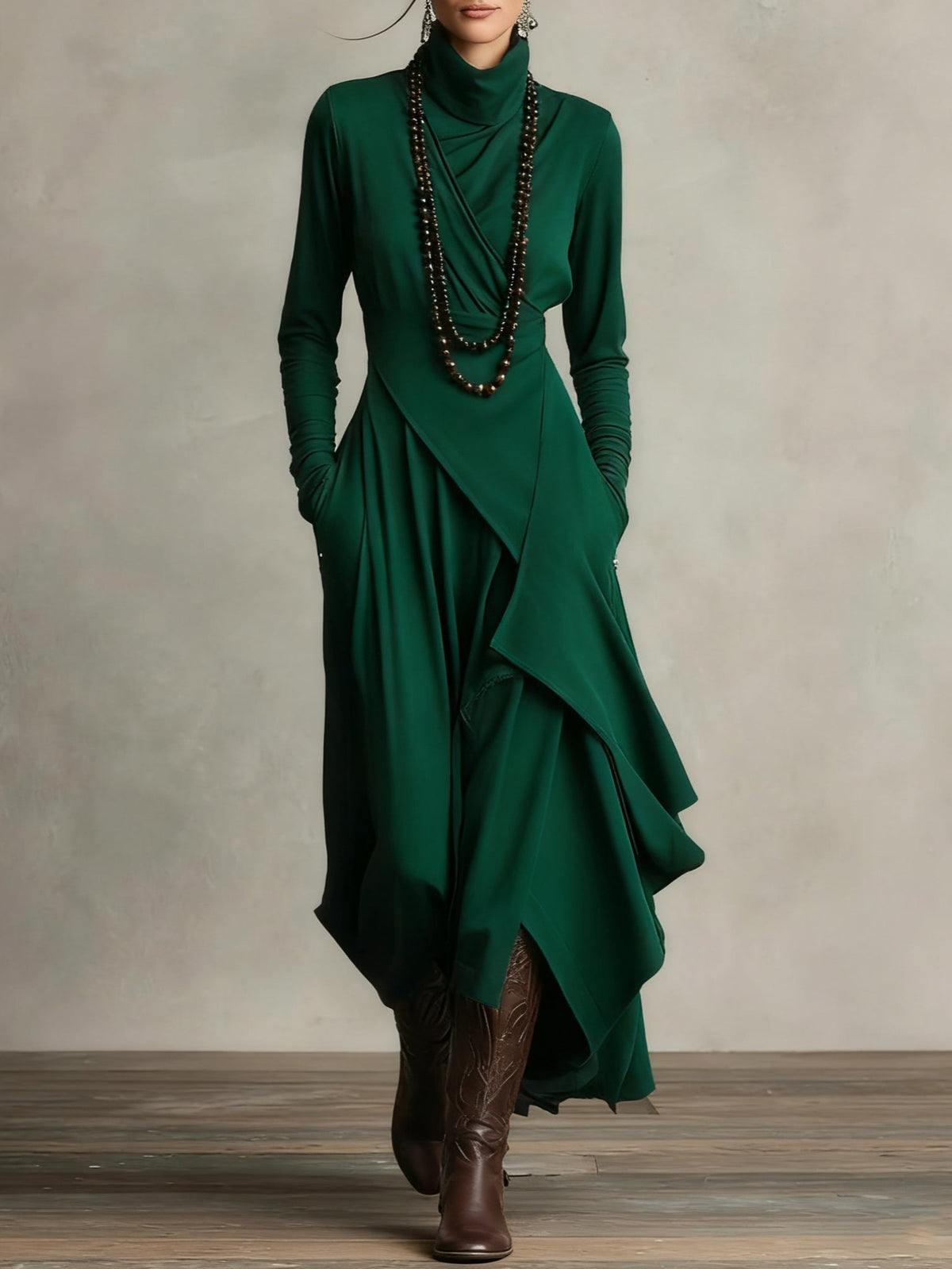 Montse | Vestido Vintage Asimétrico de Cuello Alto