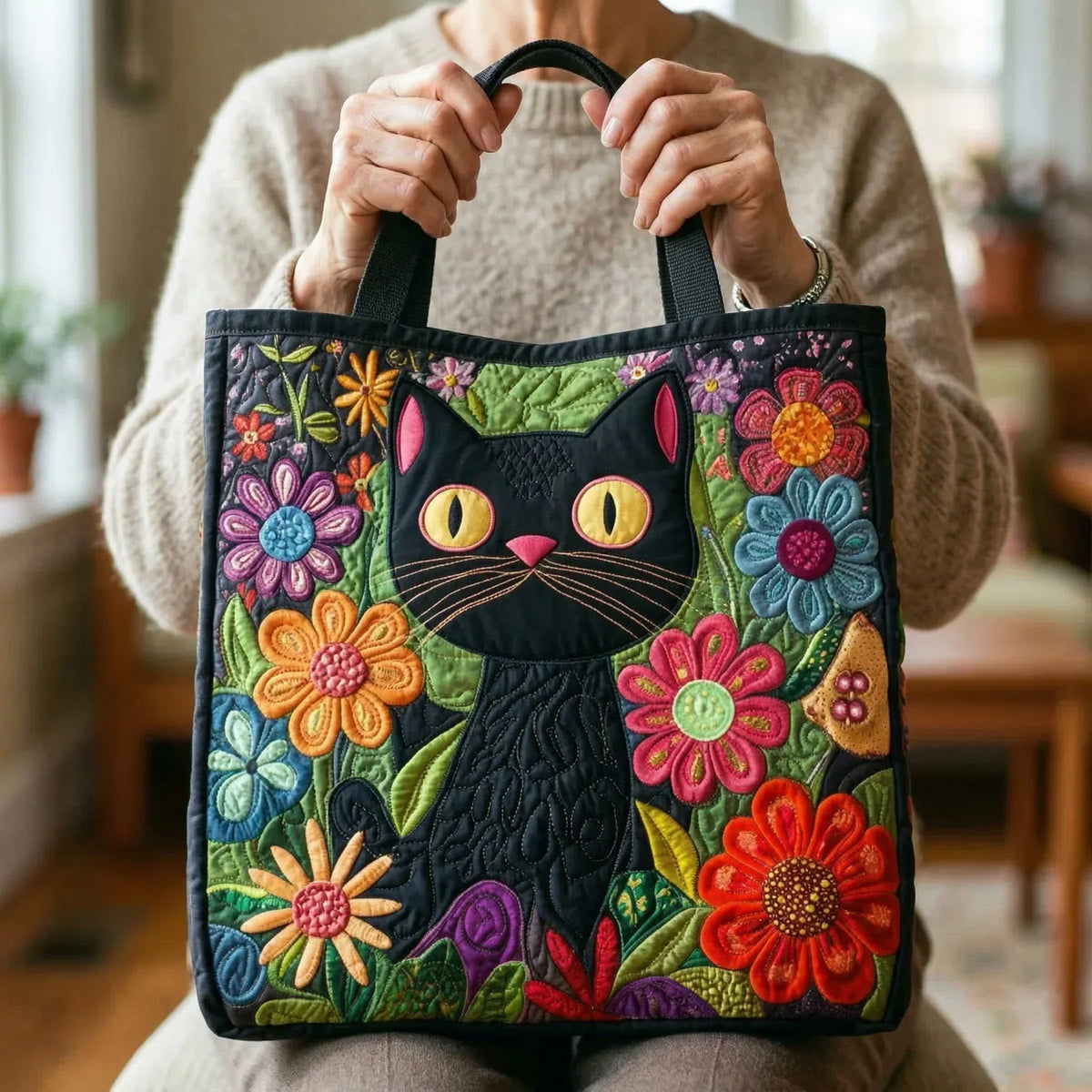 Emma | Bolso Artesanal Gato Negro Mágico