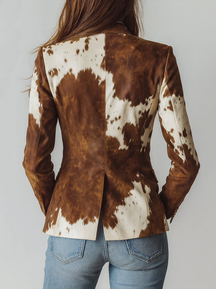 Encarna | Americana Vintage con Estampado de Vaca Ecorresponsable