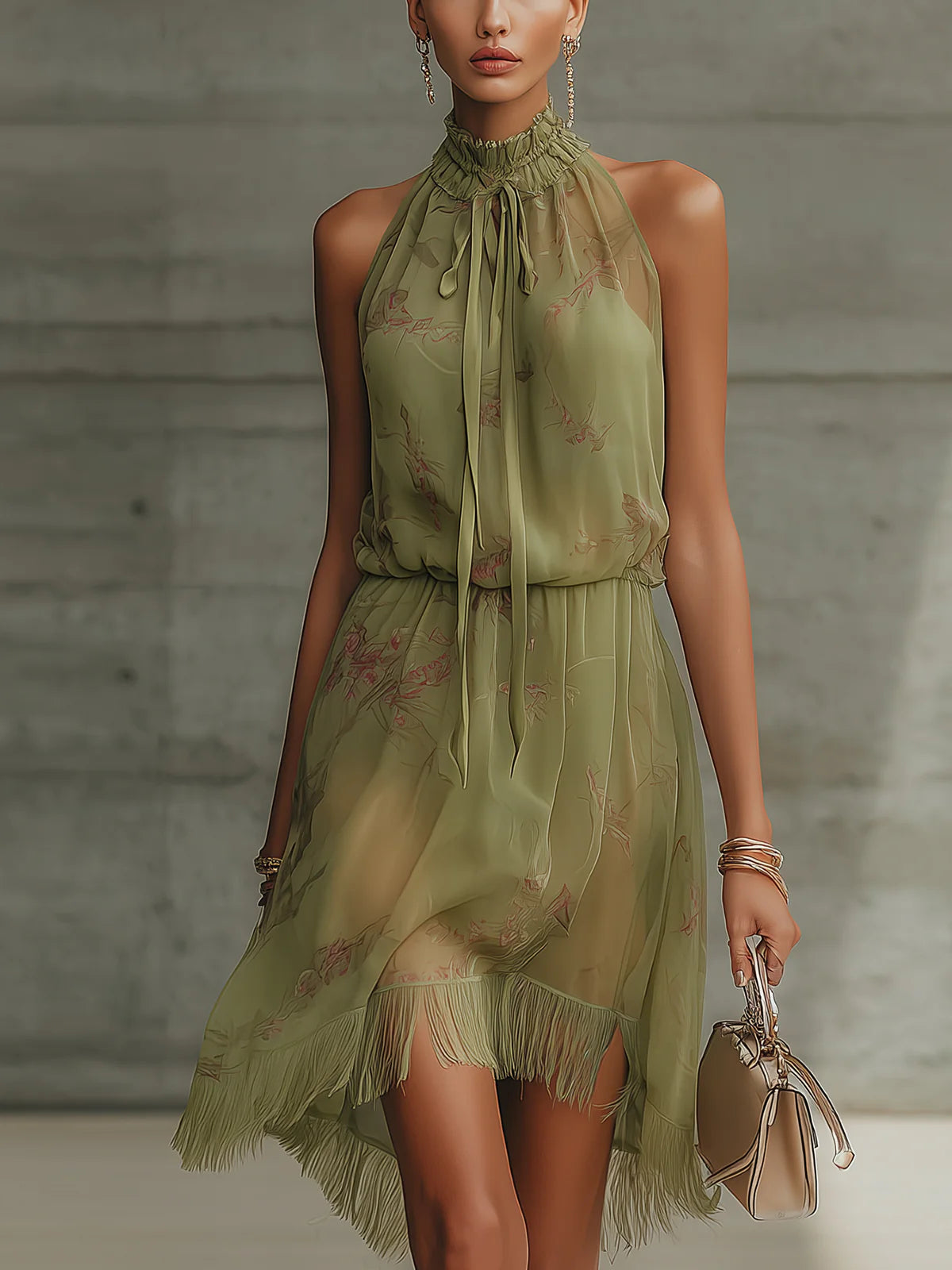 Carmen | Minivestido de Gasa Verde y Talle Alto