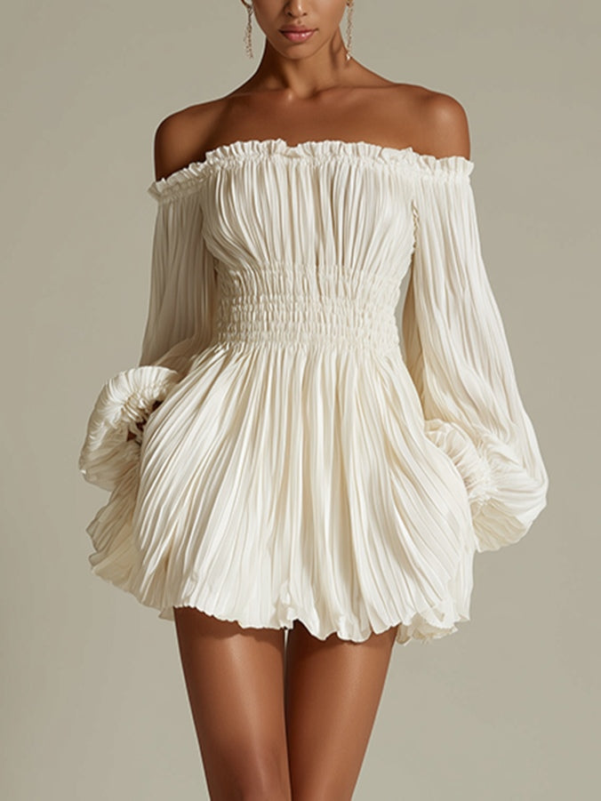 Paloma | Minivestido Blanco de Hombros Descubiertos