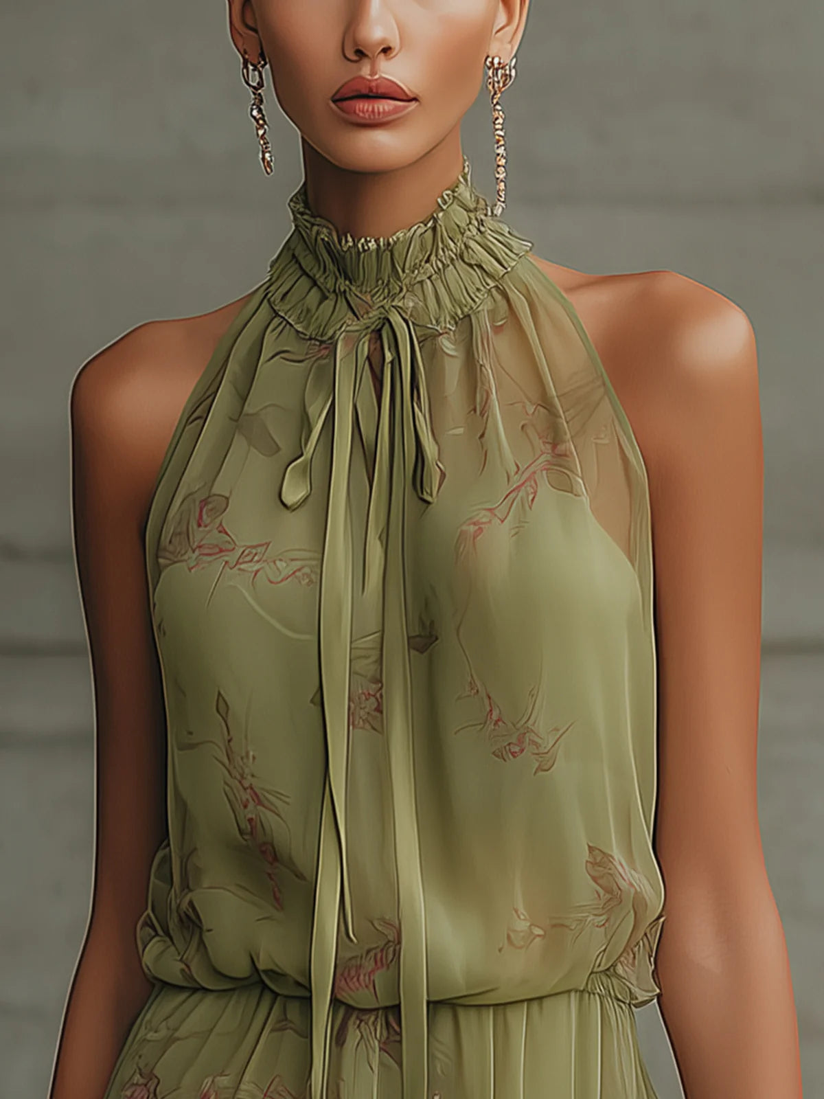 Carmen | Minivestido de Gasa Verde y Talle Alto
