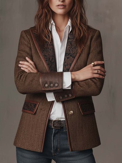 Adela | Americana de Espiga con Inserciones Estampadas