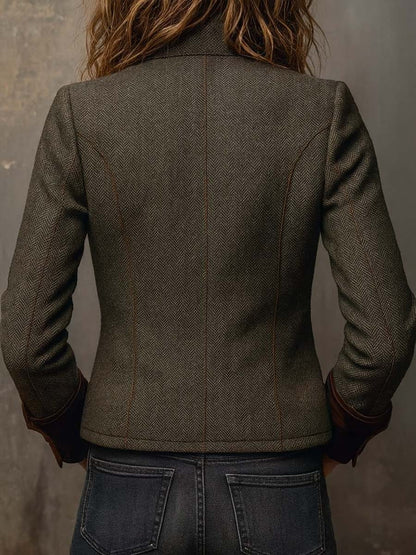 Clara María | Blazer de Espiga con Ribetes en Contraste