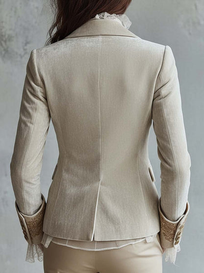 Inés María | Blazer Entallado Marfil Bordado