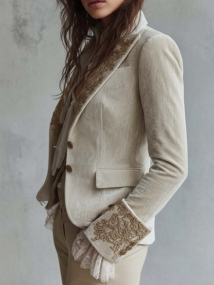 Inés María | Blazer Entallado Marfil Bordado