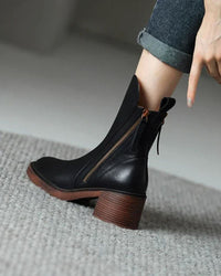 Natalia | Botas de Piel con Tacón Cuadrado
