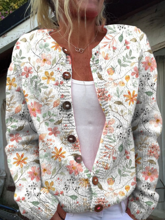 María de las Mercedes | Chaqueta de Punto Floral Vintage