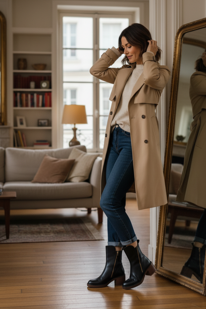 Natalia | Botas de Piel con Tacón Cuadrado