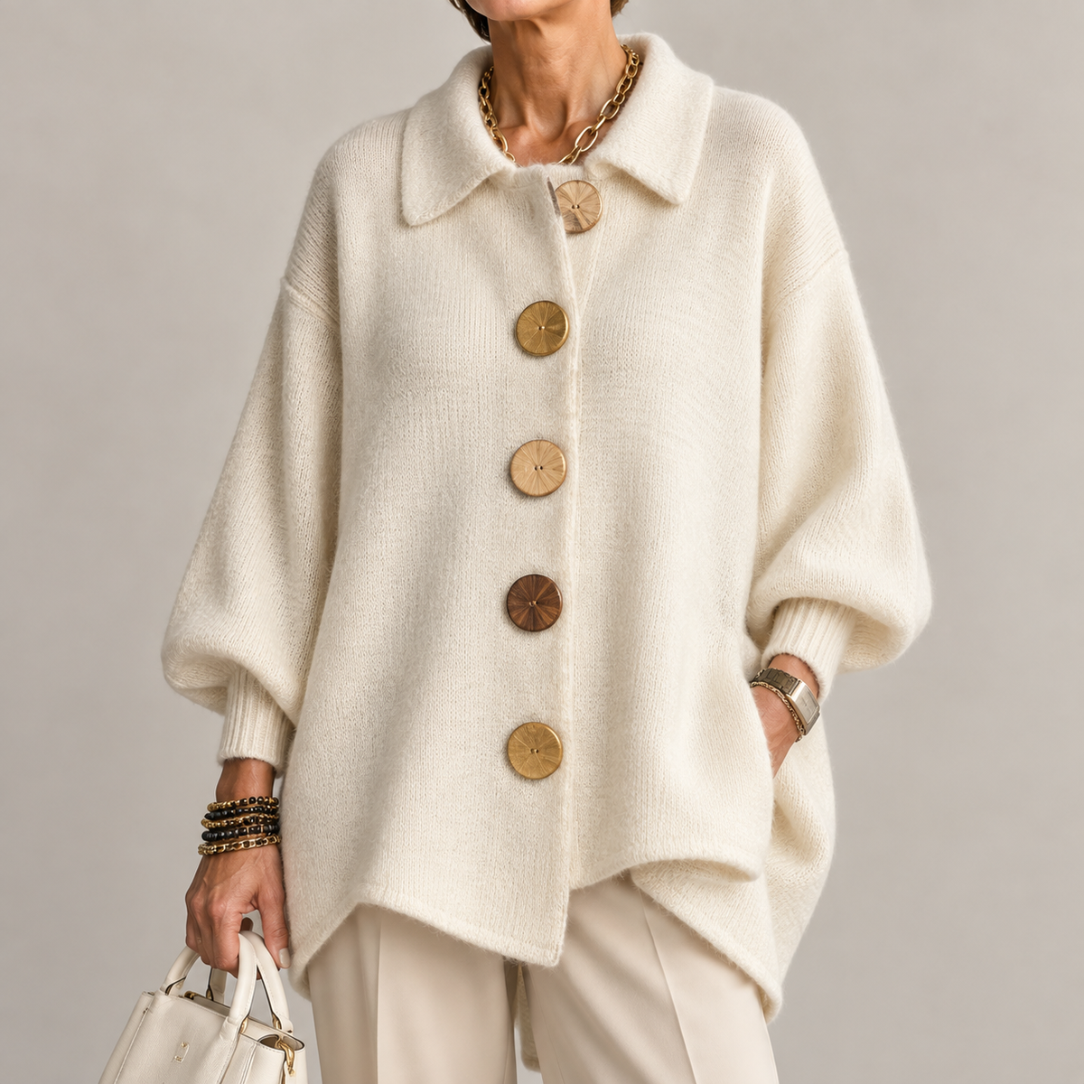 Adelaida | Chaqueta de Punto Oversize con Cuello