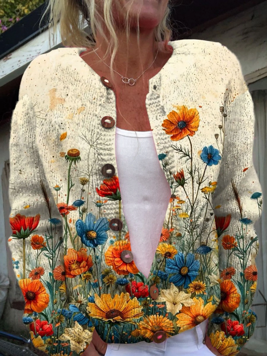 Rosa Nieves | Chaqueta de Punto Floral Vintage