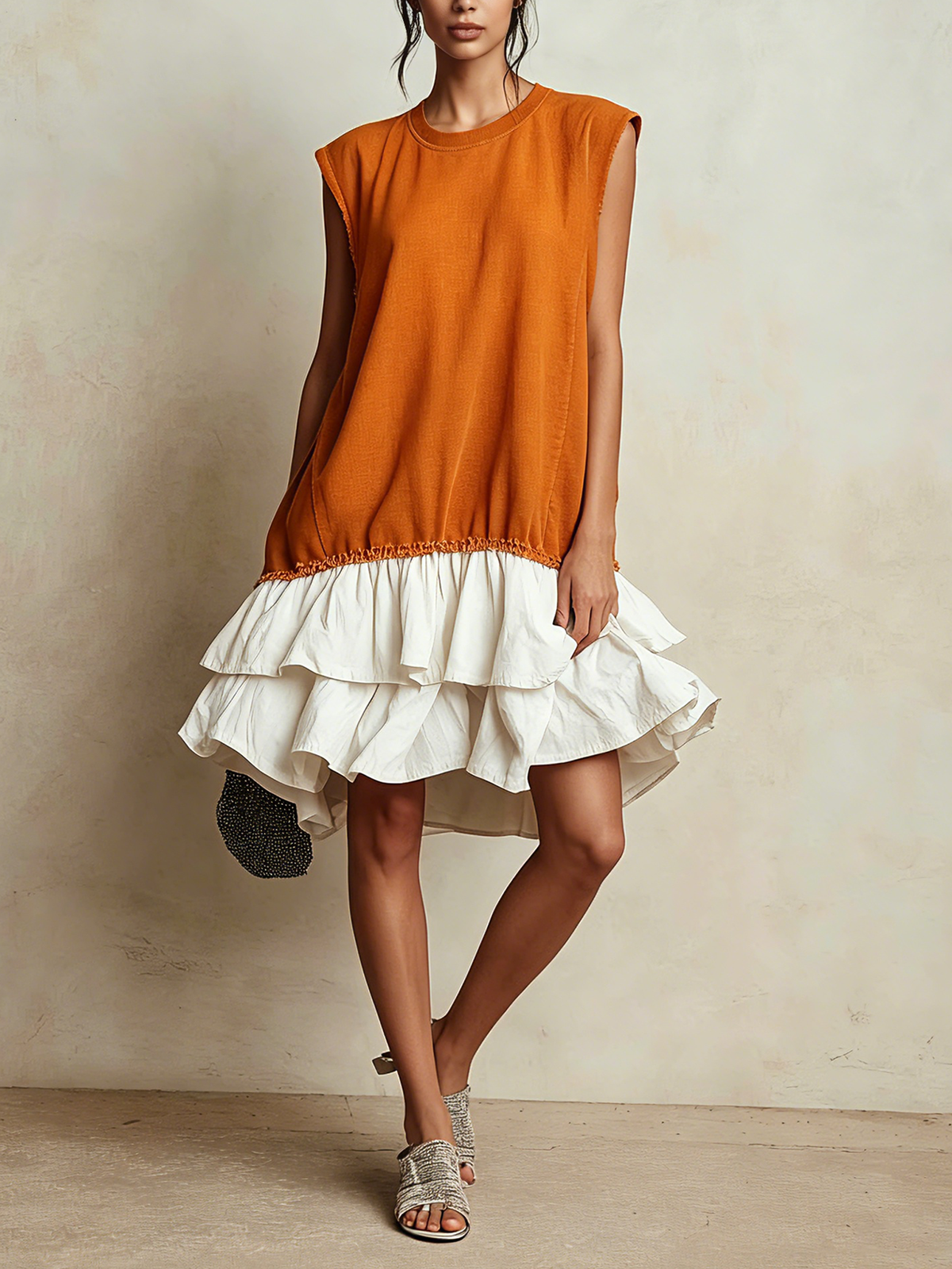 Ilaria | Vestido casual con bloques de color, corte amplio, de vacaciones