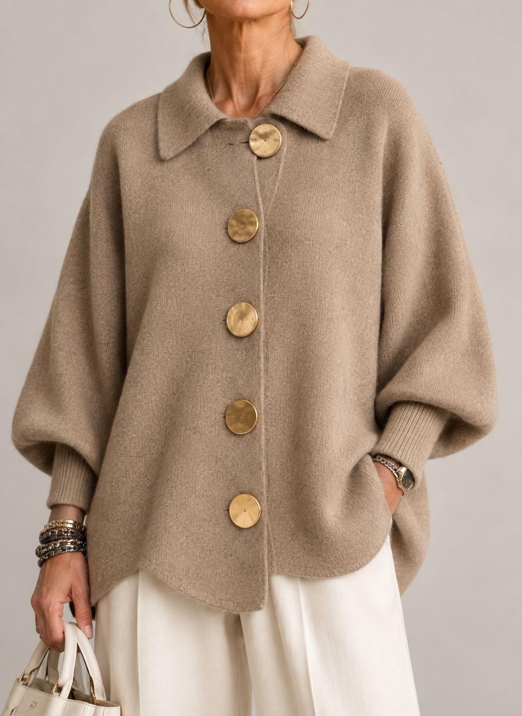 Adelaida | Chaqueta de Punto Oversize con Cuello