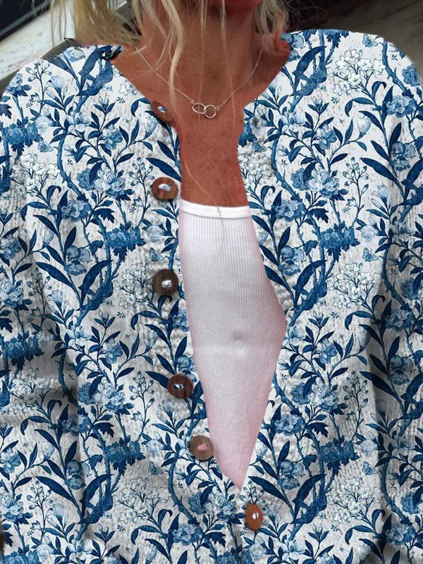 Ana Josefa | Chaqueta de Punto Floral Vintage con Botones