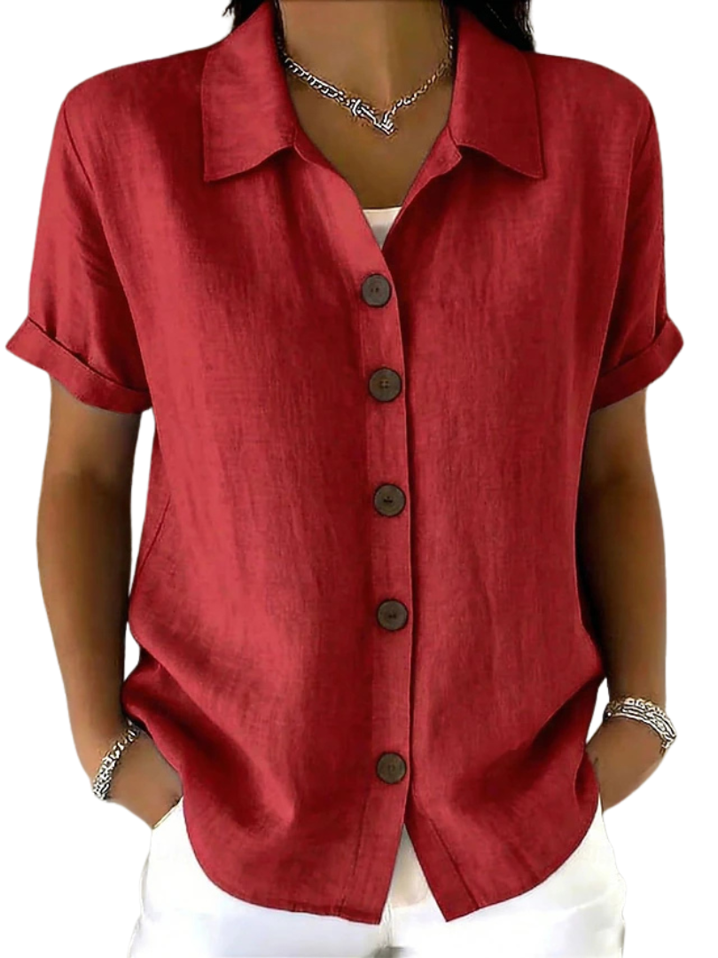 Teresa Cristina | Camisa de Manga Corta Holgada