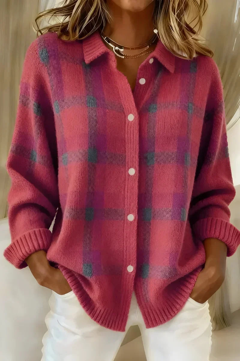 Pilar Teresa | Chaqueta de Punto de Cuadros con Cuello