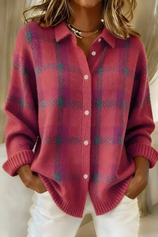 Pilar Teresa | Chaqueta de Punto de Cuadros con Cuello