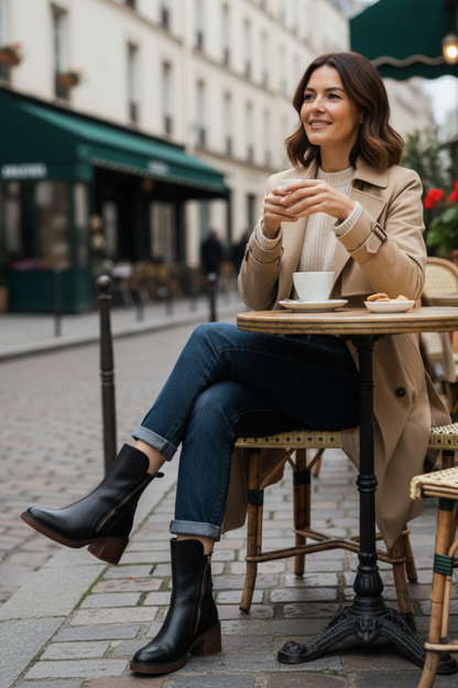 Natalia | Botas de Piel con Tacón Cuadrado
