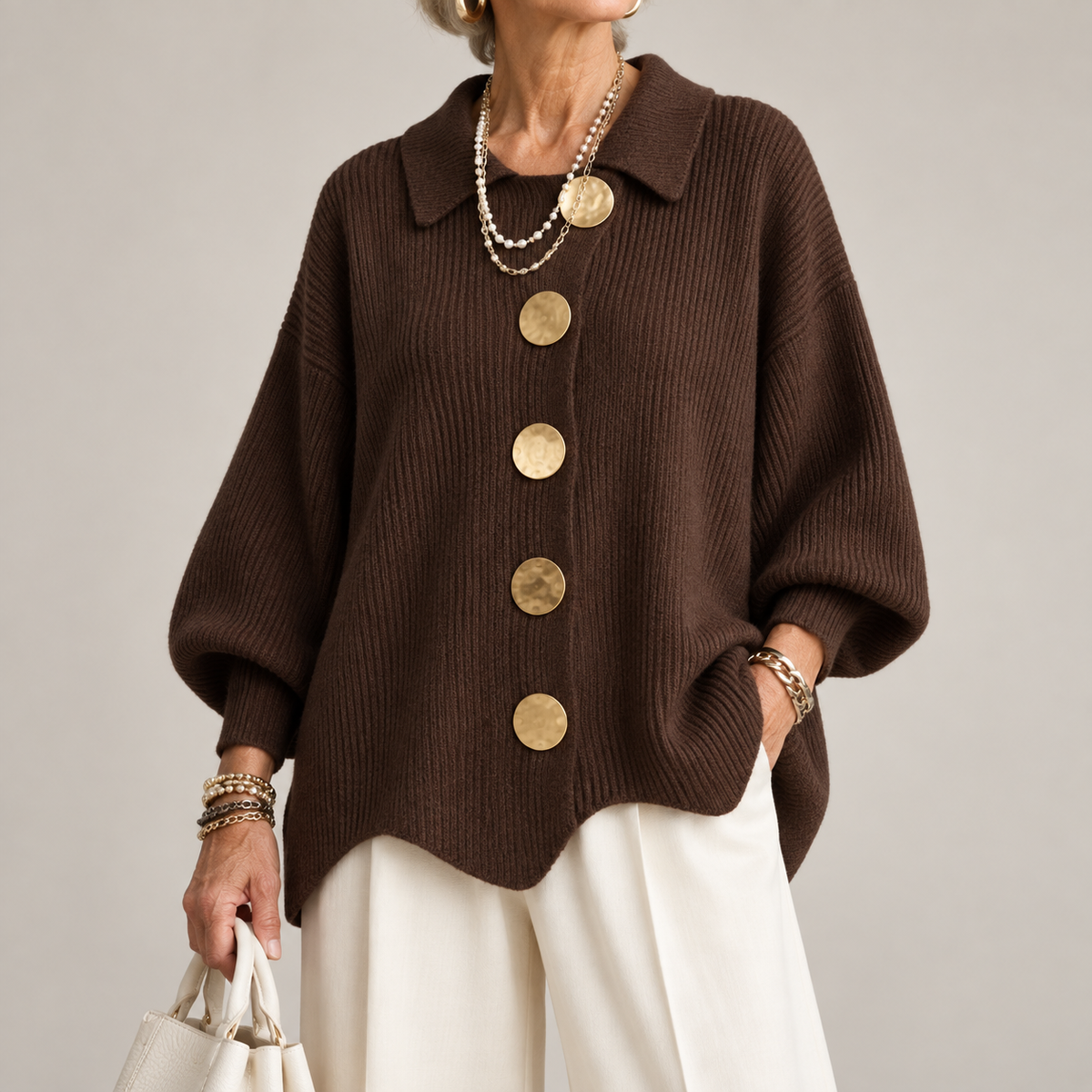 Adelaida | Chaqueta de Punto Oversize con Cuello