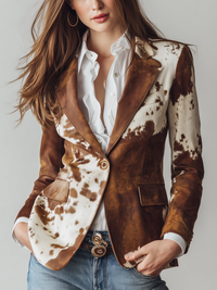 Encarna | Americana Vintage con Estampado de Vaca Ecorresponsable