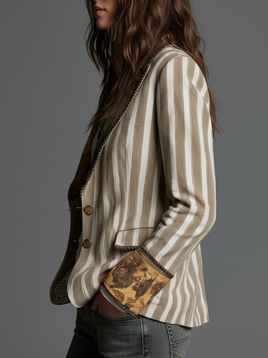 Fuensanta | Blazer de Rayas Bohemias con Solapas