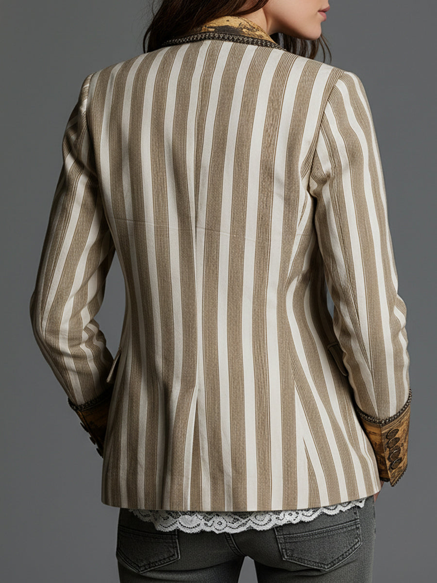 Fuensanta | Blazer de Rayas Bohemias con Solapas