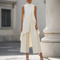 Milagros | Mono Elegante con Top Drapeado y Cuello Alto