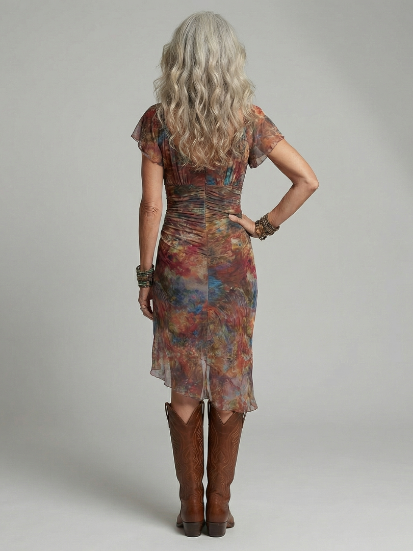 Ainhoa | Vestido Midi Halter con Bajo Asimétrico y Abertura Lateral