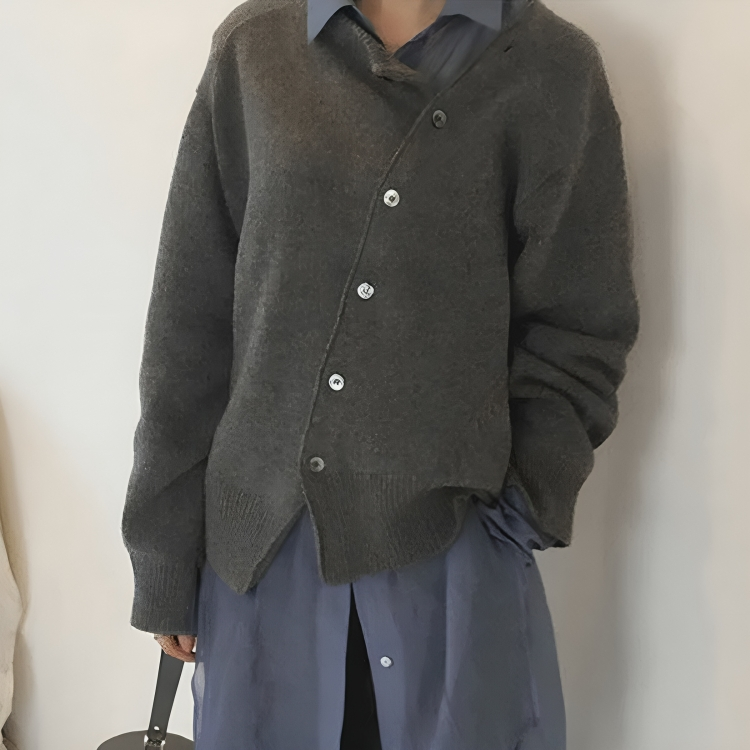 Juana | Chaqueta de Punto con Botones Asimétricos