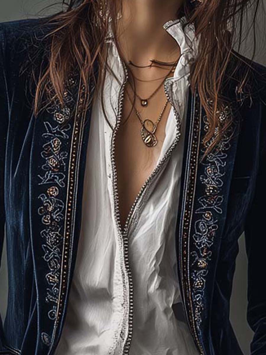 Matilde | Chaqueta Larga Bordada Vintage