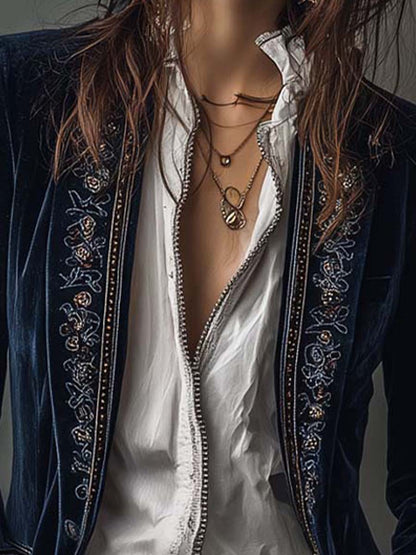 Matilde | Chaqueta Larga Bordada Vintage