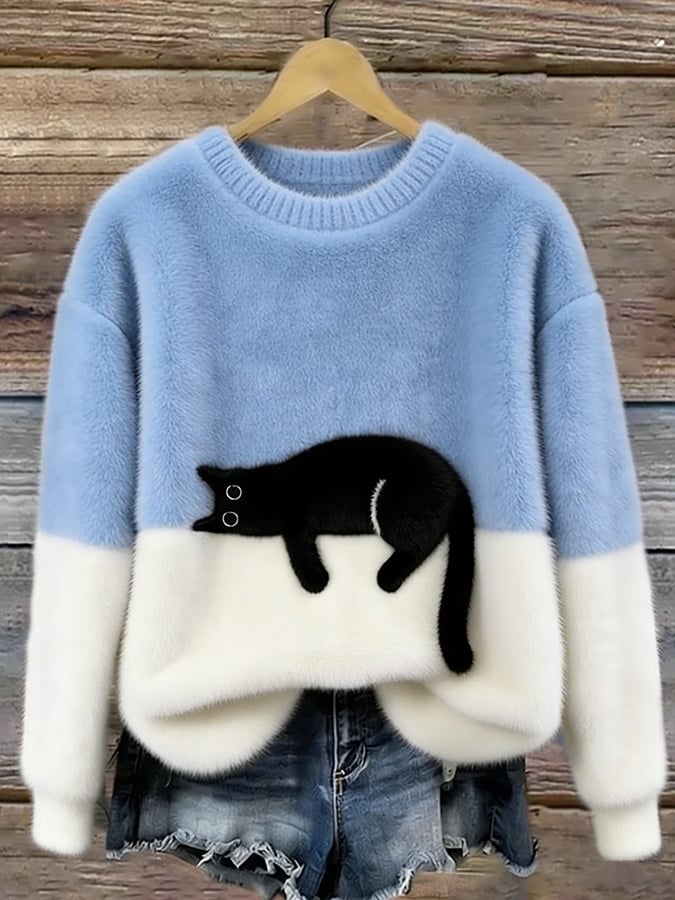 María Nieves | Jersey Ancho con Estampado de Gatos