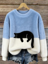 María Nieves | Jersey Ancho con Estampado de Gatos