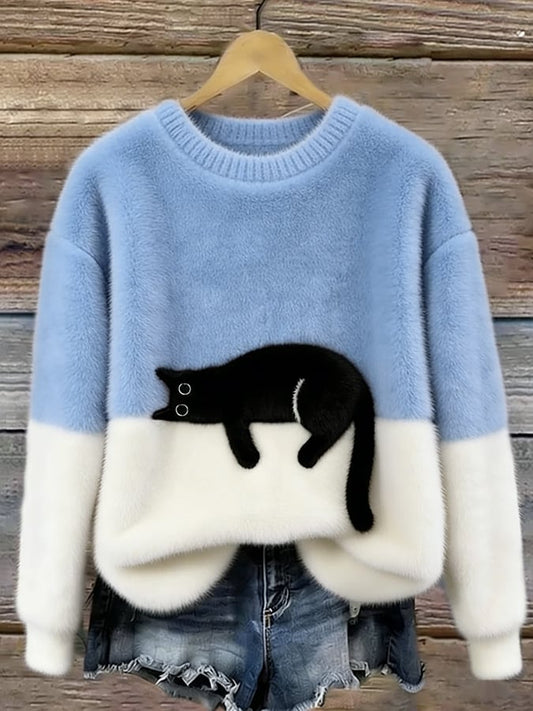 María Nieves | Jersey Ancho con Estampado de Gatos
