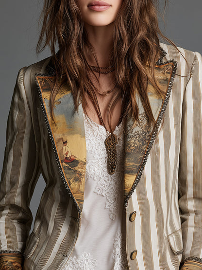 Fuensanta | Blazer de Rayas Bohemias con Solapas