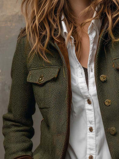Clara María | Blazer de Espiga con Ribetes en Contraste