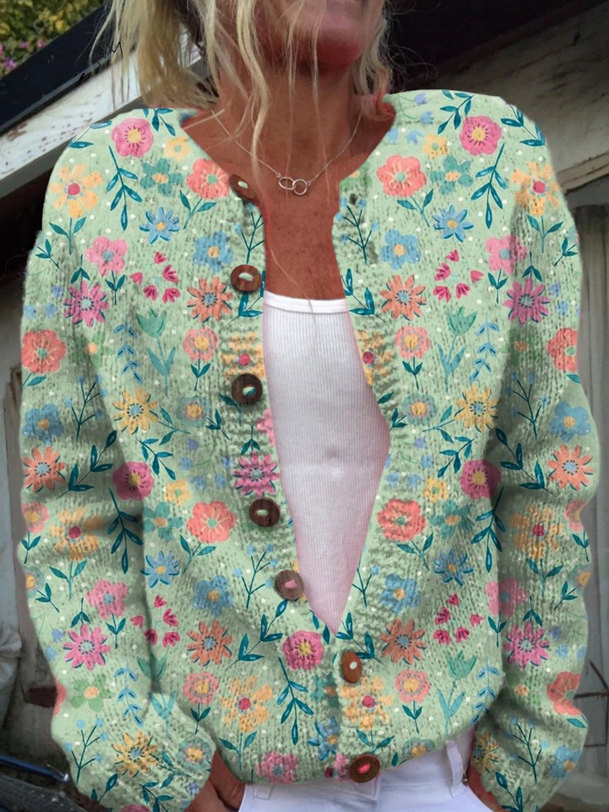 María Rosa | Chaqueta de Punto Floral Vintage