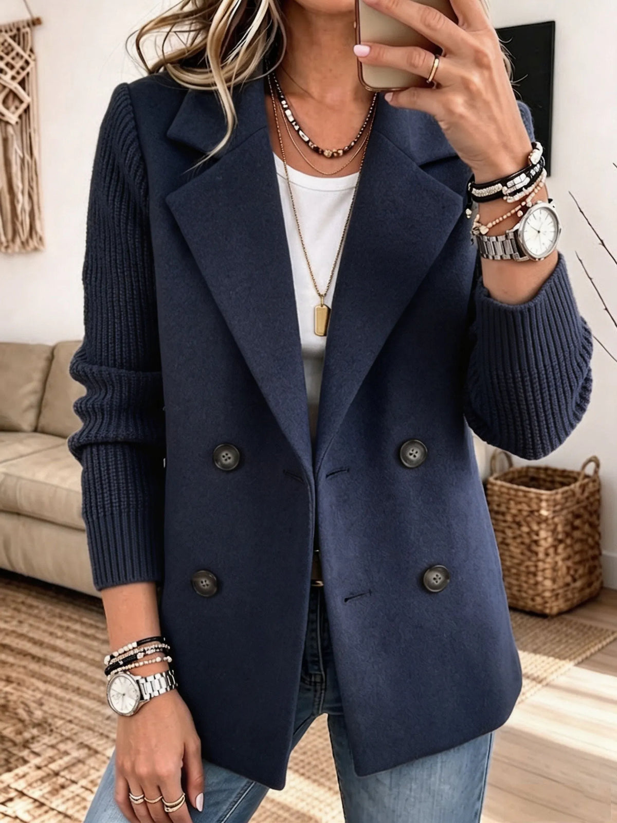 Ascensión | Americana Elegante con Mangas de Punto