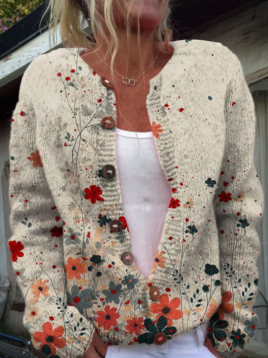 Ana Nieves | Chaqueta de Punto Floral Vintage