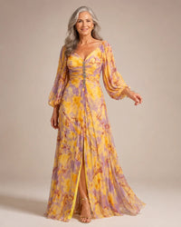 Amaranta | Vestido Largo Floral con Escote Pronunciado