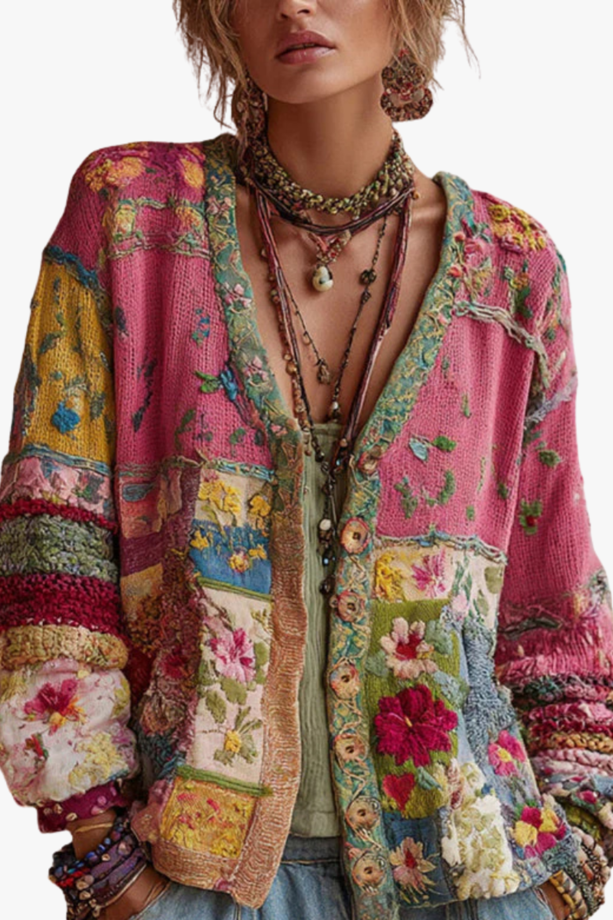 Sofía Isabel | Chaqueta de Punto Patchwork Floral