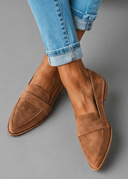 Leonor | Mocasines Planos de Ante Suave