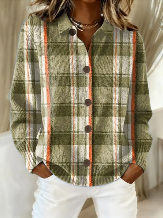 Teresa Sofía | Chaqueta de Punto de Cuadros Verde Oliva