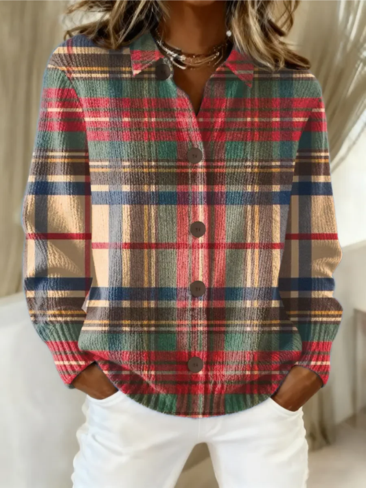 Cristina Pilar | Chaqueta de Punto de Cuadros Multicolor