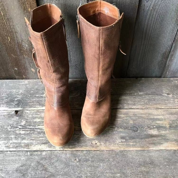 María Raquel | Botas de Piel de Caña Media